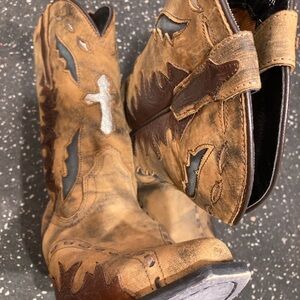 Dan Post Tan and Brown Cutout Heeled Boots